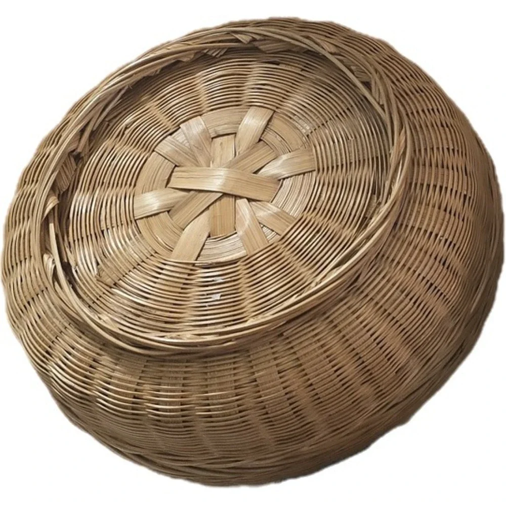 Vintage Chinese Wedding Gift Baskets Set 3 Woven Bamboo Tassels Beads Coins Boho
